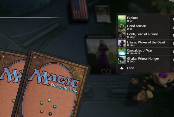 An overlay showing the opponent's deck based on the cards they played in the match