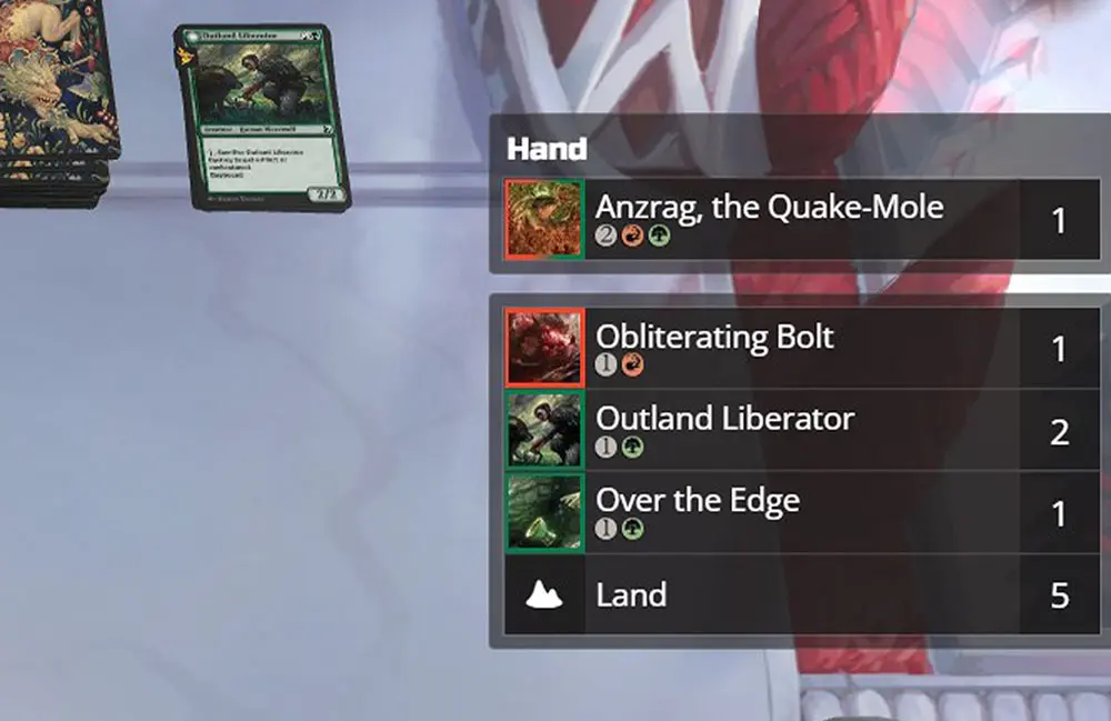 An overlay showing the opponent's deck based on the cards they played in the match.